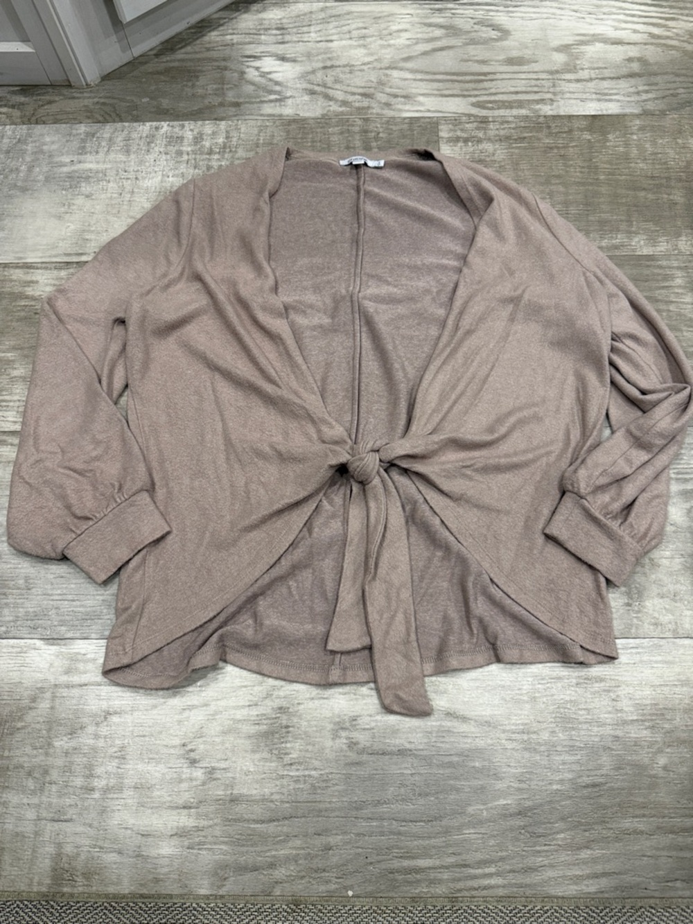Chico's Taupe Tie-Front Cardigan